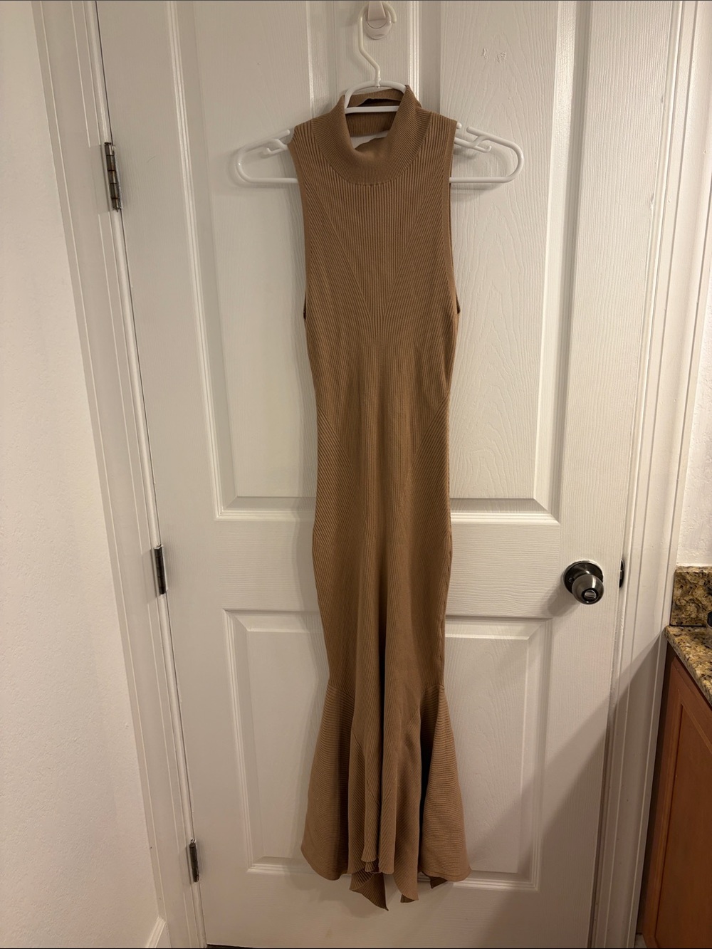 Anthropologie Camel Sleeveless Turtleneck Maxi Dress